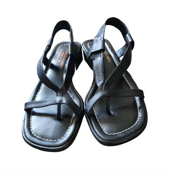 Donald J. Pliner Black Block Heel Thong Slip On Sandals Size 5.5 - Picture 2 of 7